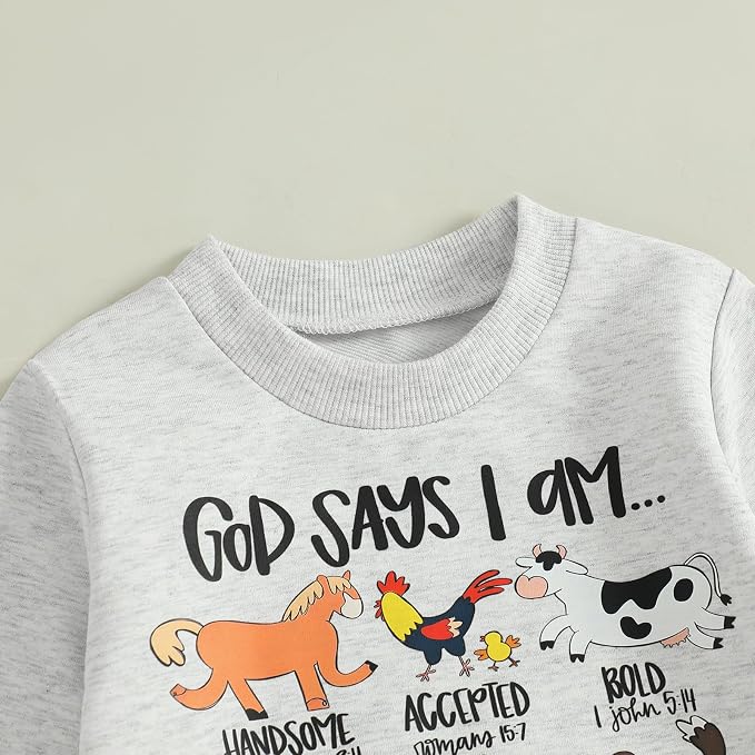 Nyapruwe Toddler Baby Boy Fall Outfit Funny Print Long Sleeve Sweatshirt - Image 4