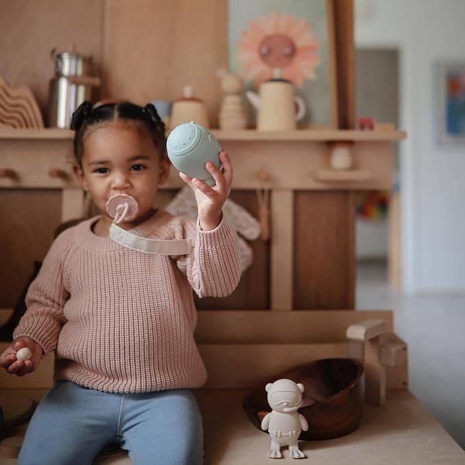 mushie Linen Baby Pacifier Clip Holder | Soft Fabric Strap - Image 5