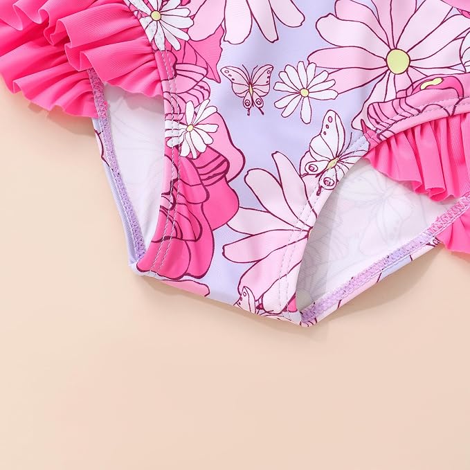 YOUNGER TREE Toddler Girls Two Pieces Swimsuit Color Block Stripe Swimwear - Image 5