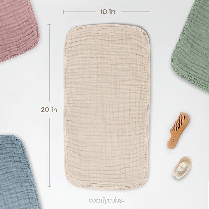 Comfy Cubs Muslin Burp Cloths 20" x 10", Ultra Absorbent 100% Cotton - Image 3