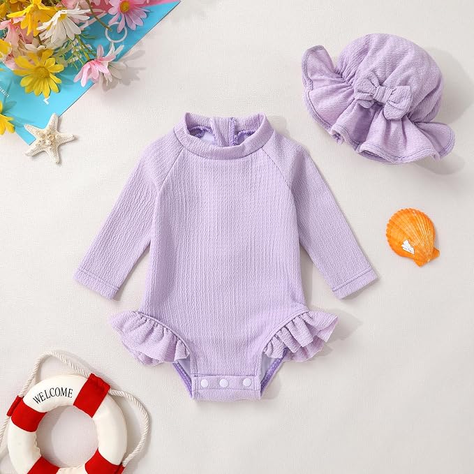 YOUNGER TREE Infant Baby Girls Swimsuit Long Sleeve Swimsuits One Piece - Image 2