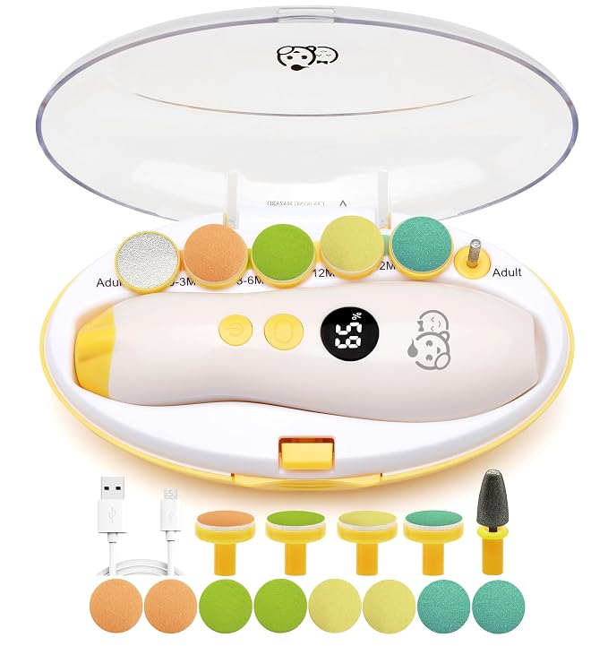 Rechargeable 22 in 1 Baby Nail Trimmer, Usage Labeled Case, 13 Extra by Royal+Angels