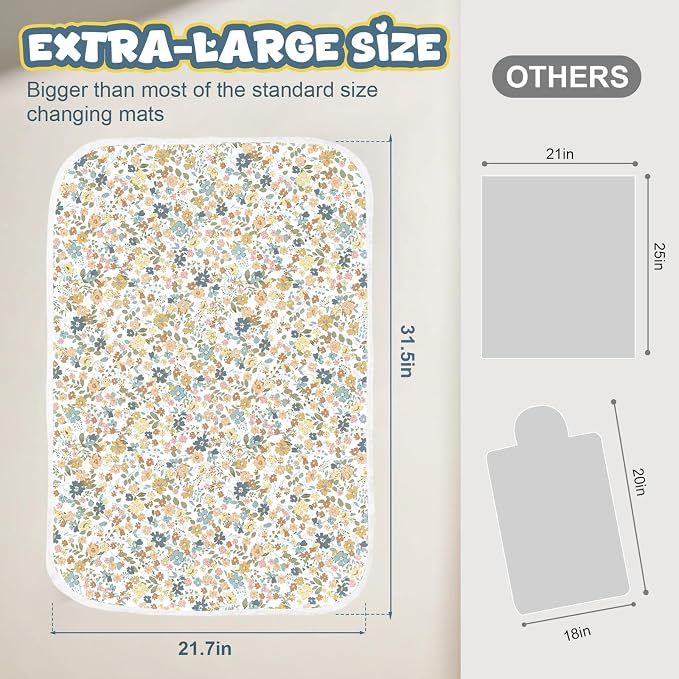 Baby Diaper Changing Pad – 31.5" x 21.5" Extra Large Waterproof Absorbent - Image 3
