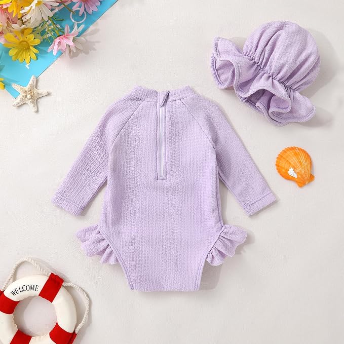 YOUNGER TREE Infant Baby Girls Swimsuit Long Sleeve Swimsuits One Piece - Image 3