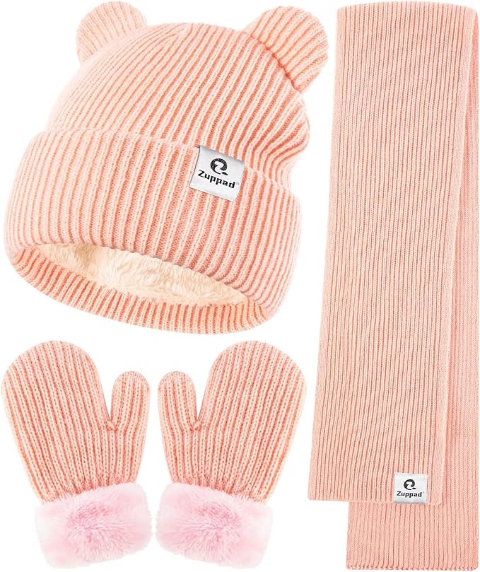 Baby Beanie Mittens Scarf Set, Toddler Infant Kids Winter Hat by zuppad
