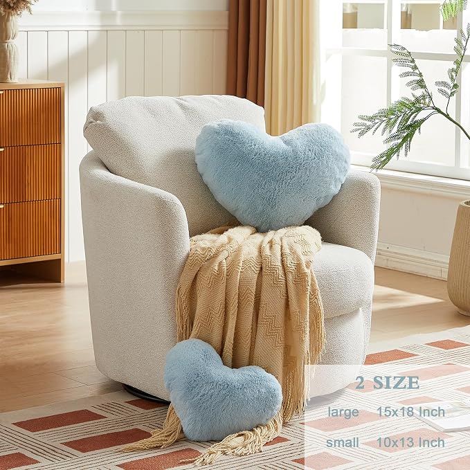 EastTree Heart Pillows, Light Blue Heart Shaped Pillows, Ultra Soft Extra-Large - Image 2