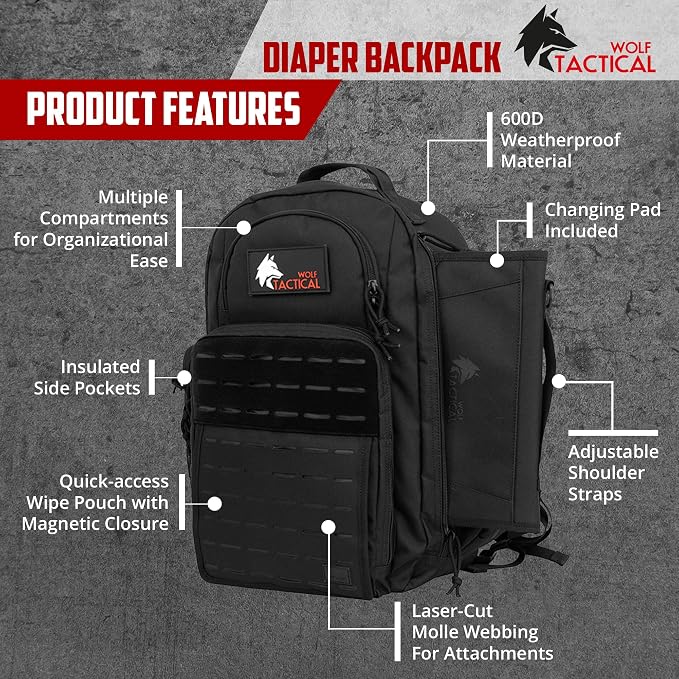 WOLF TACTICAL Military Inspired Diaper Bag - Image 7