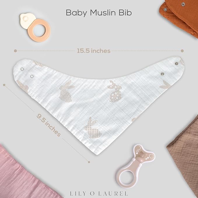 Muslin Baby bibs for drooling and teething, 100% cotton, Bibs for baby girl - Image 3