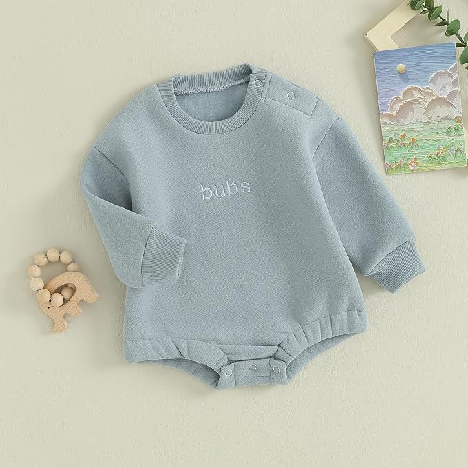 VISGOGO Newborn Infant Baby Boy Girls Oversized Romper Little Dude Sweater - Image 3