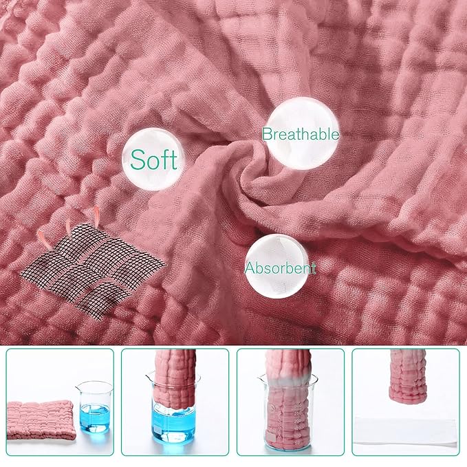 Yoofoss Muslin Burp Cloths for Baby 10 Pack 100% Cotton Baby Washcloths for - Image 4