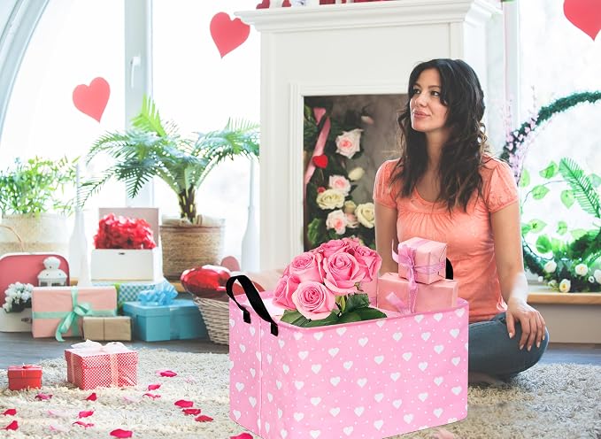 Rectangle Heart Partten Kids Gift Storage Basket Home Shelf Storage Basket - Image 4