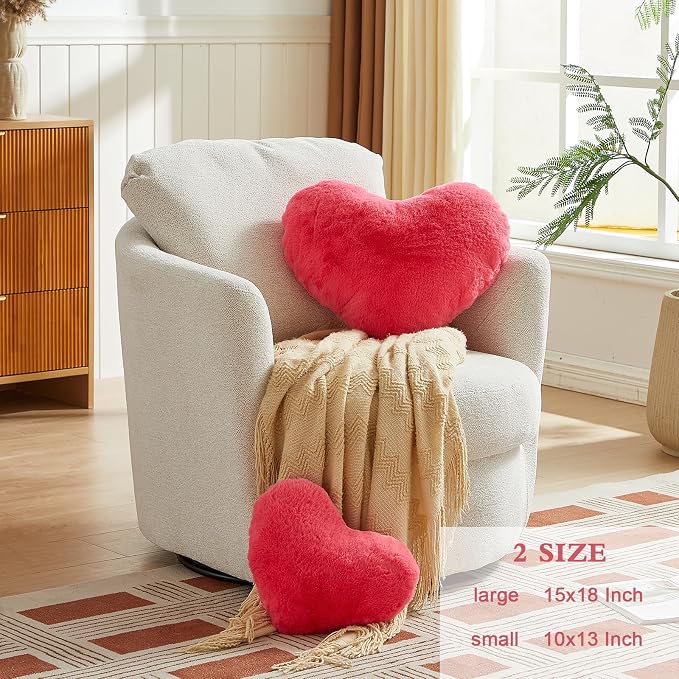 EastTree Heart Pillows, Carmine Heart Shaped Pillows, Love Throw Pillows Gifts - Image 2