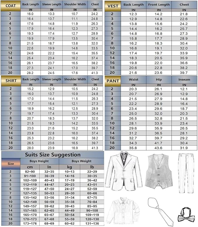 Boys Suit Set Slim Fit Kids Formal Suits Toddler Tuxedo Wedding Prom Classic - Image 2