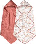 Yoofoss Hooded Baby Towels for Newborn 2 Pack 100% Muslin Organic Cotton Baby by YOOFOSS