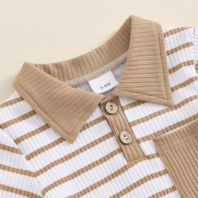 Newborn Baby Boy Girl Clothes Ribbed Knitted Long Sleeve Romper Pants Solid - Image 3