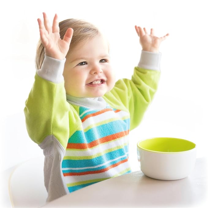 Kiddologic Bibit-all Baby Feeding Bib, Long Sleeves, Ribbed Cuffs, High Collar - Image 4