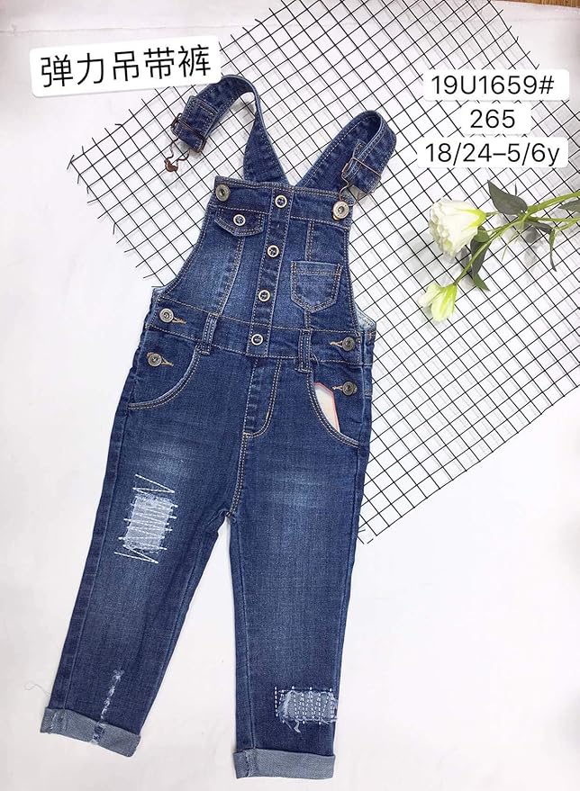 KIDSCOOL SPACE Baby Toddler 2 Buttons Adjustable Straps Fashion Jean Overall - Image 6