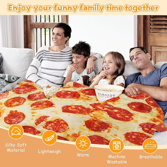 Lhedon Pizza Blanket Adult Size, Blankets Queen Size, 80 Inches Round Pepperoni - Image 4