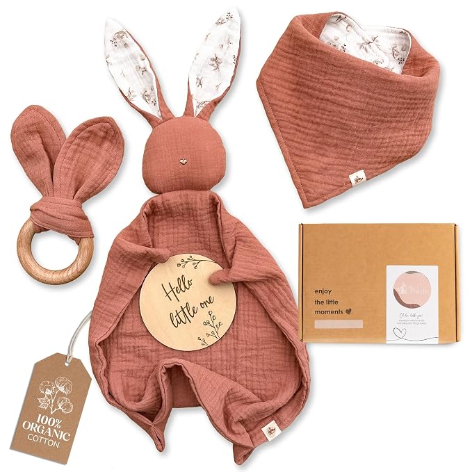 Mikito Organic Cotton Newborn Gifts Box, Unisex Loveys & Accessories incl. by Mikito