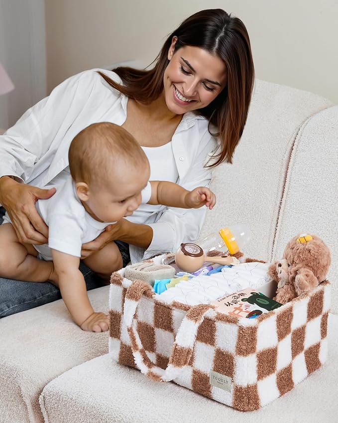 Checkered Diaper Caddy Organizer - Image 6
