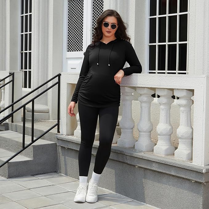 GINKANA Maternity Hoodie Long Sleeves Shirts Casual Maternity Top Pregnancy - Image 5