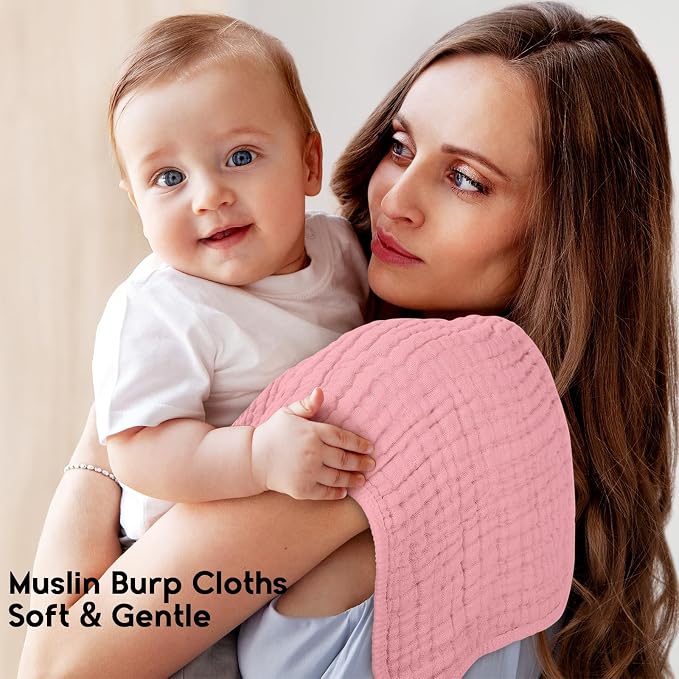 Muslin Burp Cloths for Baby 100% Cotton Burping Cloths for Boys Girls Large - Image 2