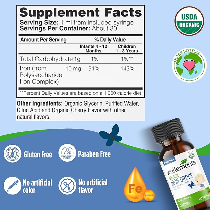 Wellements Organic Iron Drops for Newborn+ Babies - Image 3