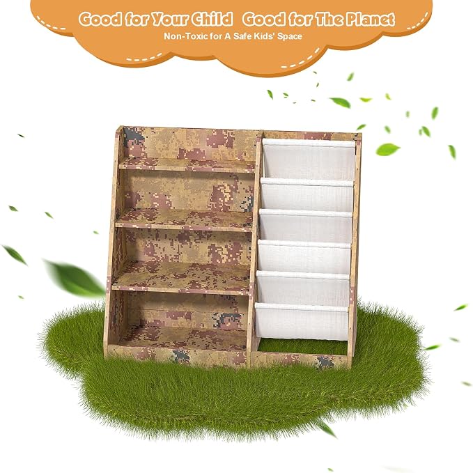 4 Tier Kids Bookshelf Wooden, Five Layer Sling Children Bookcase, Baby Toddler - Image 8