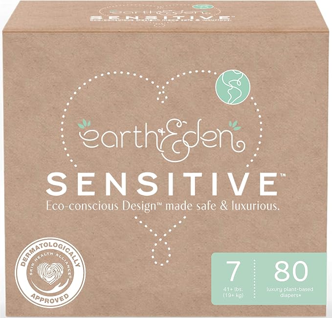 Earth & Eden Sensitive | Eco-Conscious & Hypoallergenic Diapers | Size 7 | 80 by EarthEdenSensitive