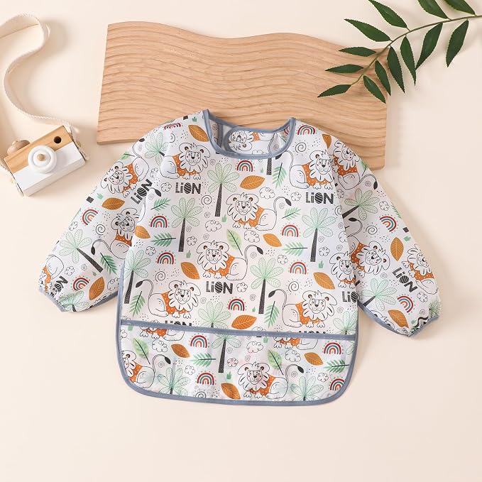 5 Pcs Long Sleeved Baby Toddler Bibs Waterproof Sleeved Bib 3-24 Months - Image 5