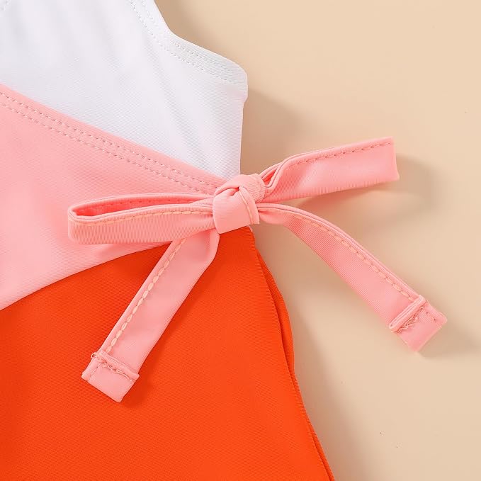 Happy Town Toddler Swimsuit Girl One Piece Bathing Suit Color Block Swimwear - Image 4