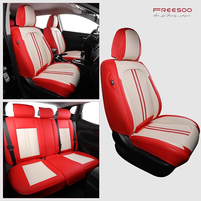 FREESOO Leather Car Seat Covers Full Set, Waterproof Car Seat Cover Back Seat - Image 8