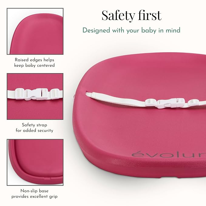 Evolur Eva Baby Changing Pad in Fuschia Pink, Lightweight and Portable Changing - Image 4