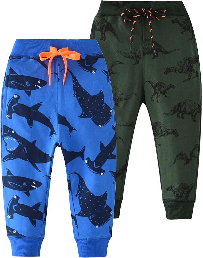 HUAER& Baby Boy's Jogger Pants Dinosaur Car Animal Print Drawstring Elastic by HUAER