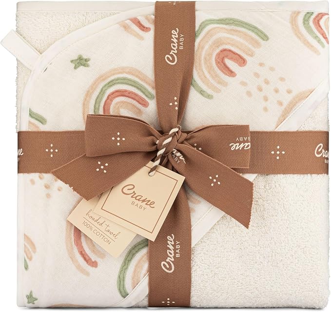 Crane Baby Hooded Towel, 100% Cotton & Terry Cloth Hooded Baby Towels - Image 9