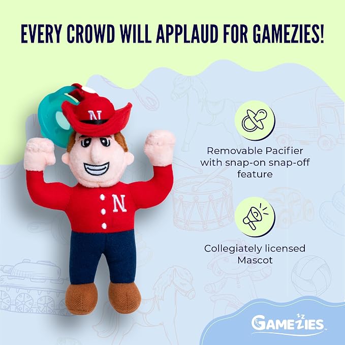 Gamezies Baby Boy and Girl Silicone College Mascot Stuffed Toy Plush Pacifier - Image 2
