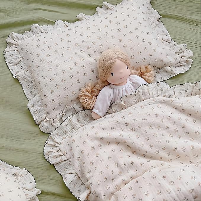 BuLuTu Cotton Muslin Kids Toddler Pillowcase Sprout Pattern, Shabby Chic - Image 6