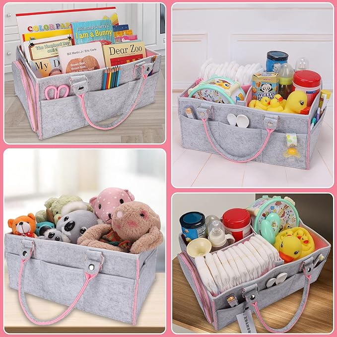 Baby Diaper Caddy Organizer for Girl Boy Large Nursery Storage Bin Basket - Image 5