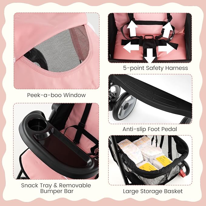 Baby Joy Lightweight Stroller, Compact Toddler Travel Stroller - Image 2
