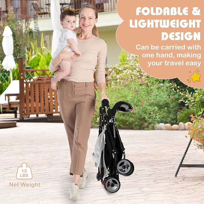 HONEY JOY Lightweight Stroller, Compact Travel Stroller - Image 3