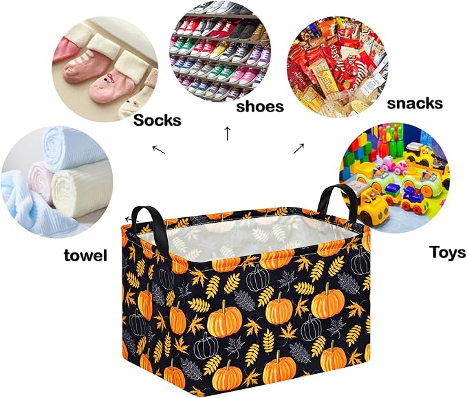 Rectangle Golden Pumpkin Gift Storage Home Shelf Storage Basket Organizer Box - Image 6