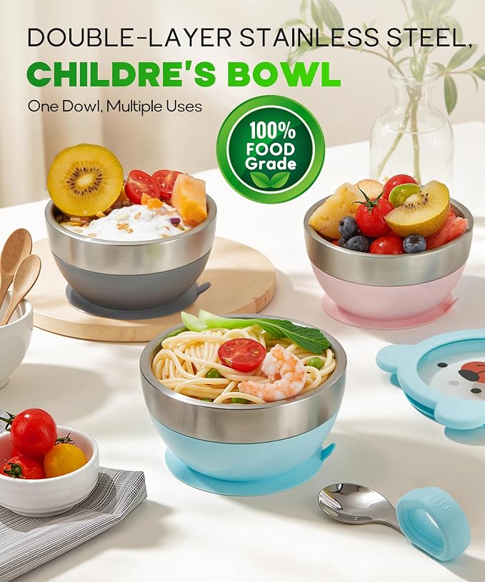 Suction Bowl and Spoon Set for Babies and Toddlers Non-Slip Silicone Suction - Image 4