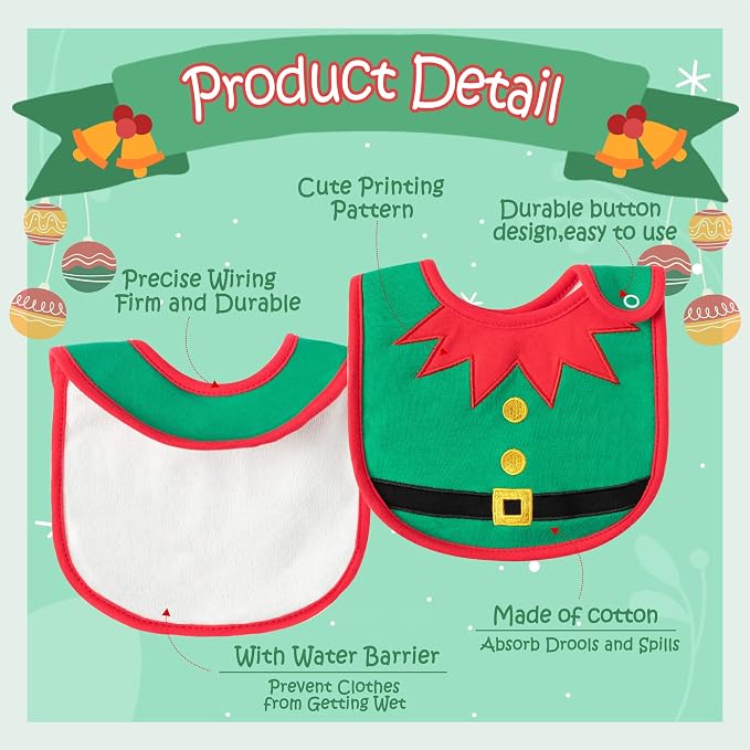 3Pcs Christmas Baby Cotton Bibs - Image 3