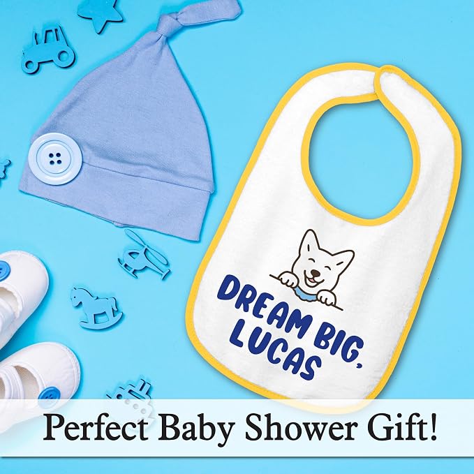 Personalized Baby Bib – Soft Cotton Terry, Cute Jindo Dog Design - Image 4