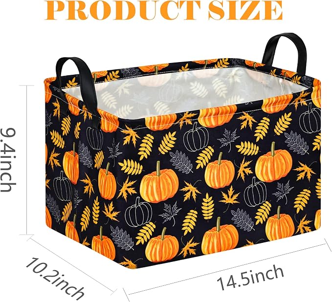 Rectangle Golden Pumpkin Gift Storage Home Shelf Storage Basket Organizer Box - Image 7