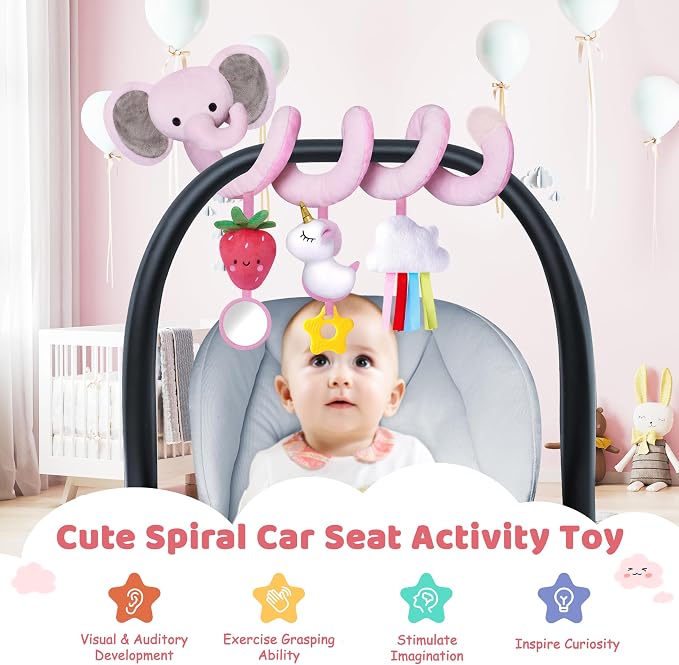 Stuffed Spiral Car Seat Toys for Baby Girls 0-6 Months, Perfect Newborn Gifts - Image 9