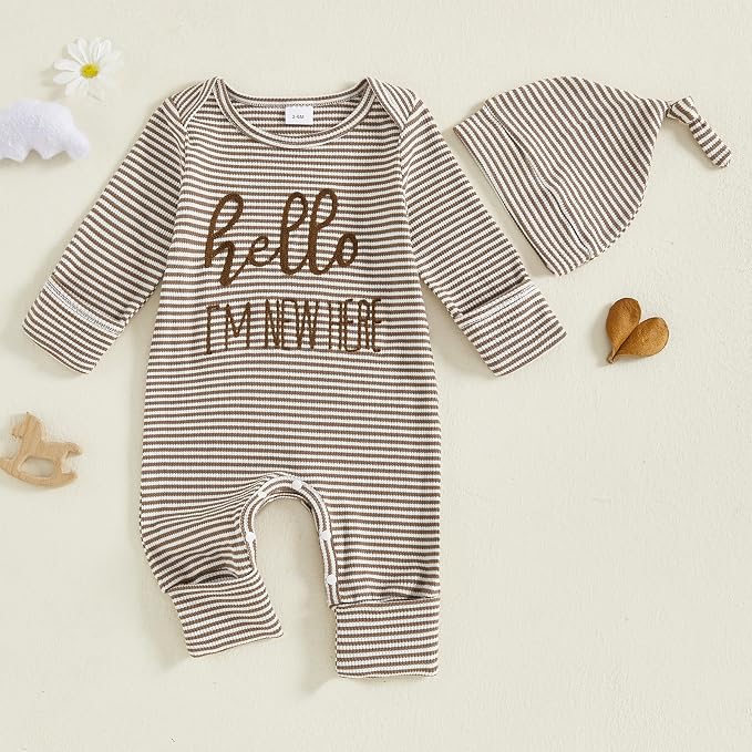 Fernvia Newborn Baby Boy Clothes Letters Print Bodysuit 3 6 9 12 18 Months Long - Image 3