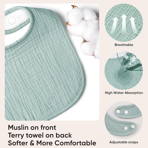 100% Cotton Muslin Baby Bibs 10-Pack Baby Drool Bibs - Image 2