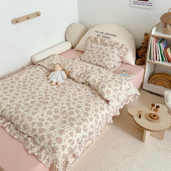 AOJIM Pink Floral Kids Toddler Pillowcase 1 Piece Super Soft Muslin Cotton - Image 6