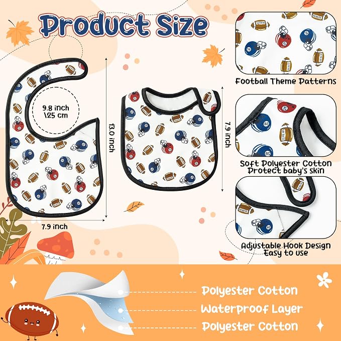 7Pcs Cotton Waterproof Baby Bibs Hook Loop Closure Newborn Bib Keepsake Baby - Image 2